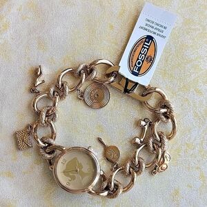NWT Official Fossil Limited Edition Charming Barbie 1994 Gold Watch With Charms